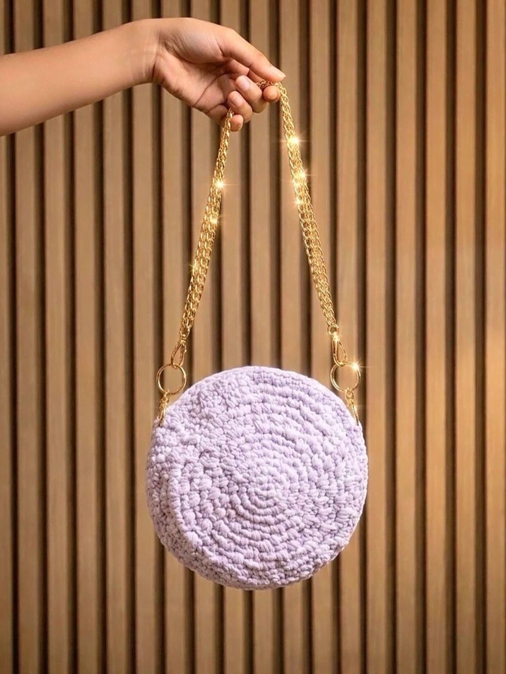Round Purple Chain Strap Shoulder Bag  New